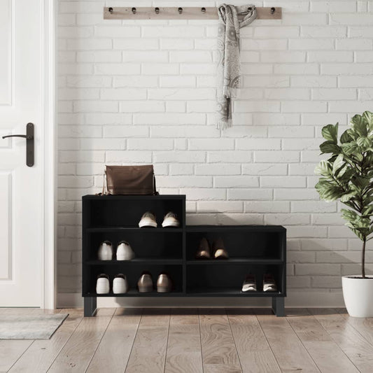 Scarpiera Nera 102X36X60 Cm In Legno Multistrato