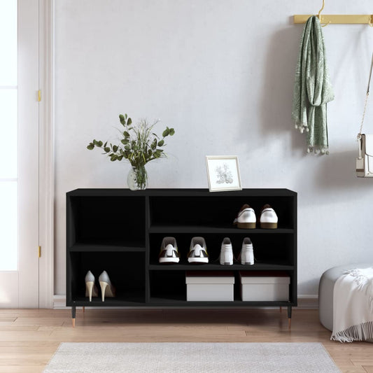 Scarpiera Nera 102X36X60 Cm In Legno Multistrato
