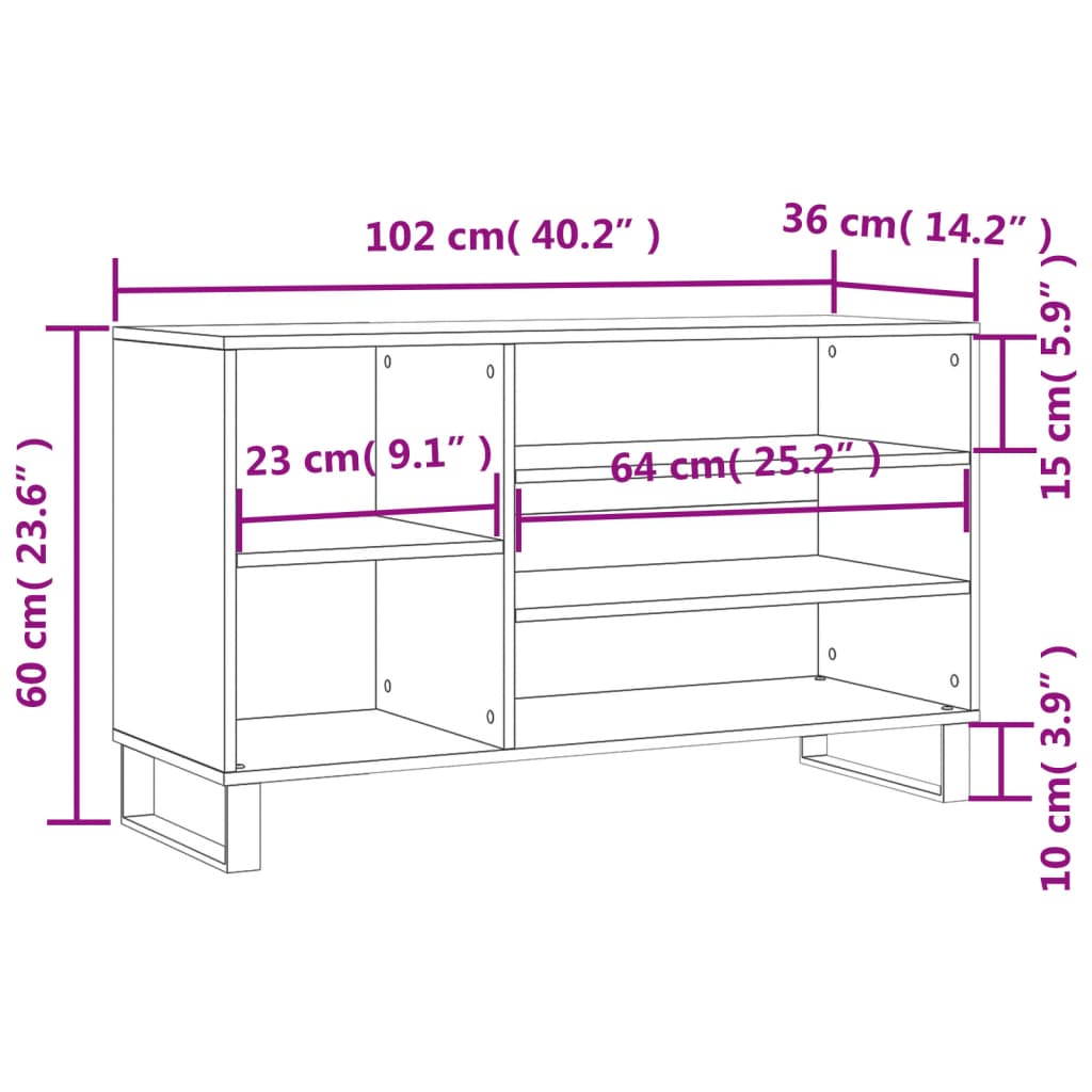 Scarpiera 102X36X60 Cm In Legno Multistrato