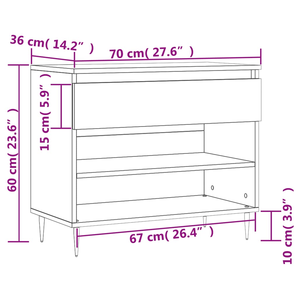 Scarpiera 70X36X60 Cm In Legno Multistrato