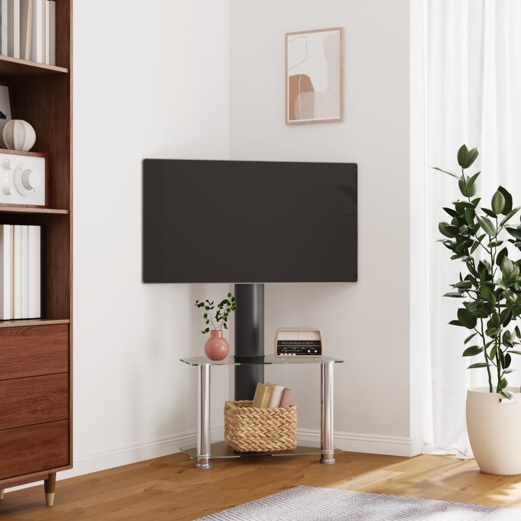Supporto Tv Angolare 2 Livelli Per 32-70 Pollici Nero E Argento