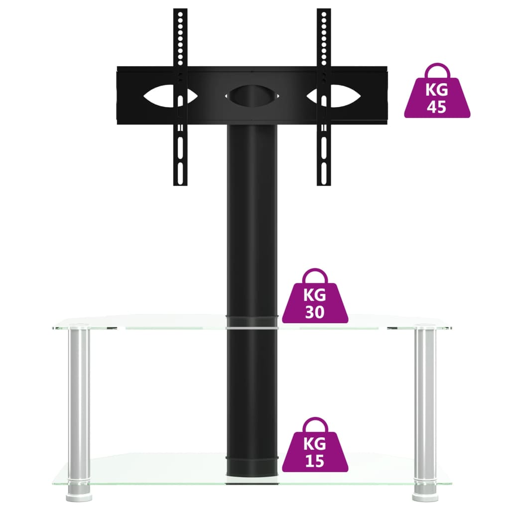 Supporto Tv Angolare 2 Livelli Per 32-70 Pollici Nero E Argento