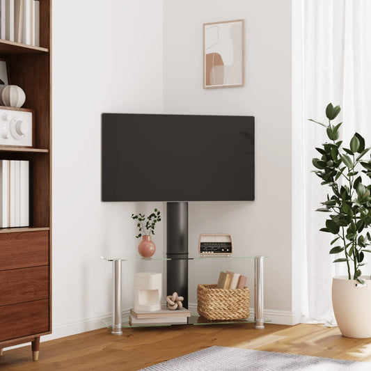Supporto Tv Angolare 2 Livelli Per 32-70 Pollici Nero E Argento