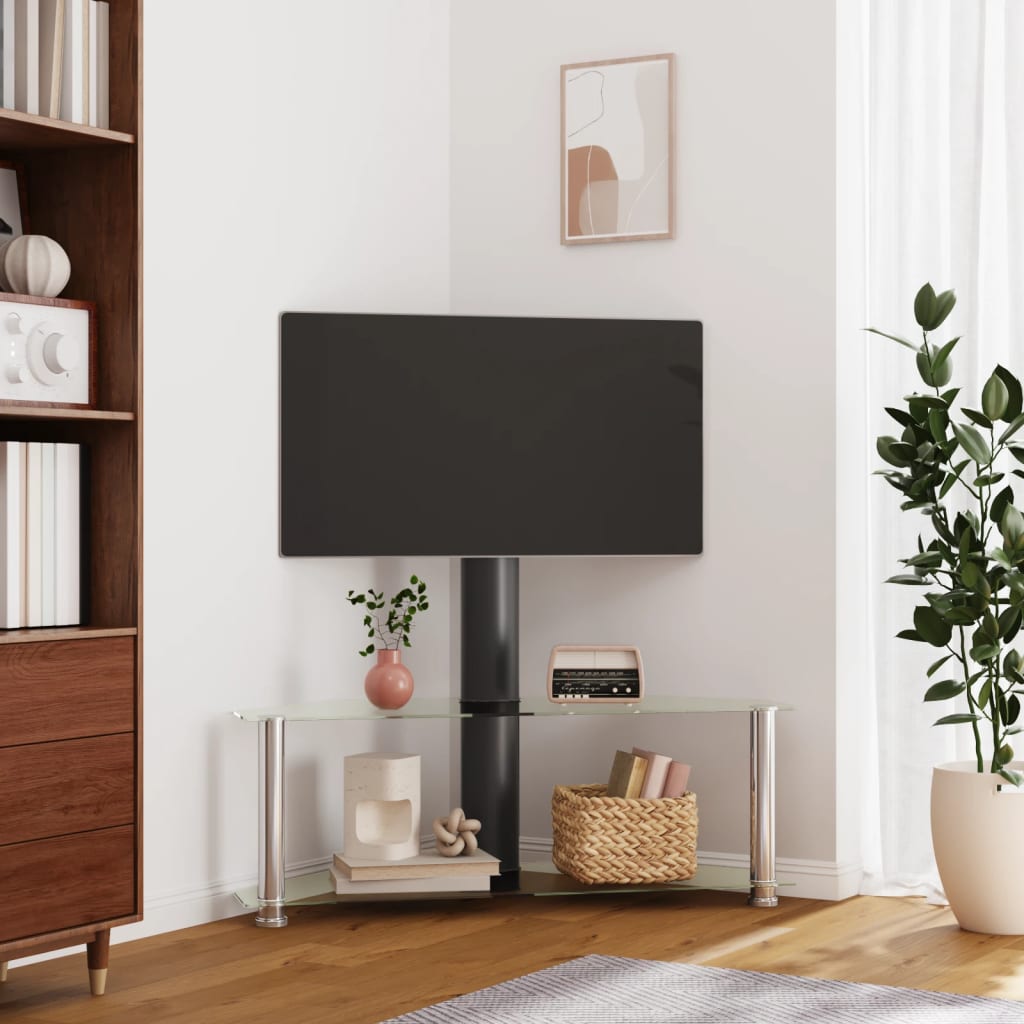 Supporto Tv Angolare 2 Livelli Per 32-70 Pollici Nero E Argento
