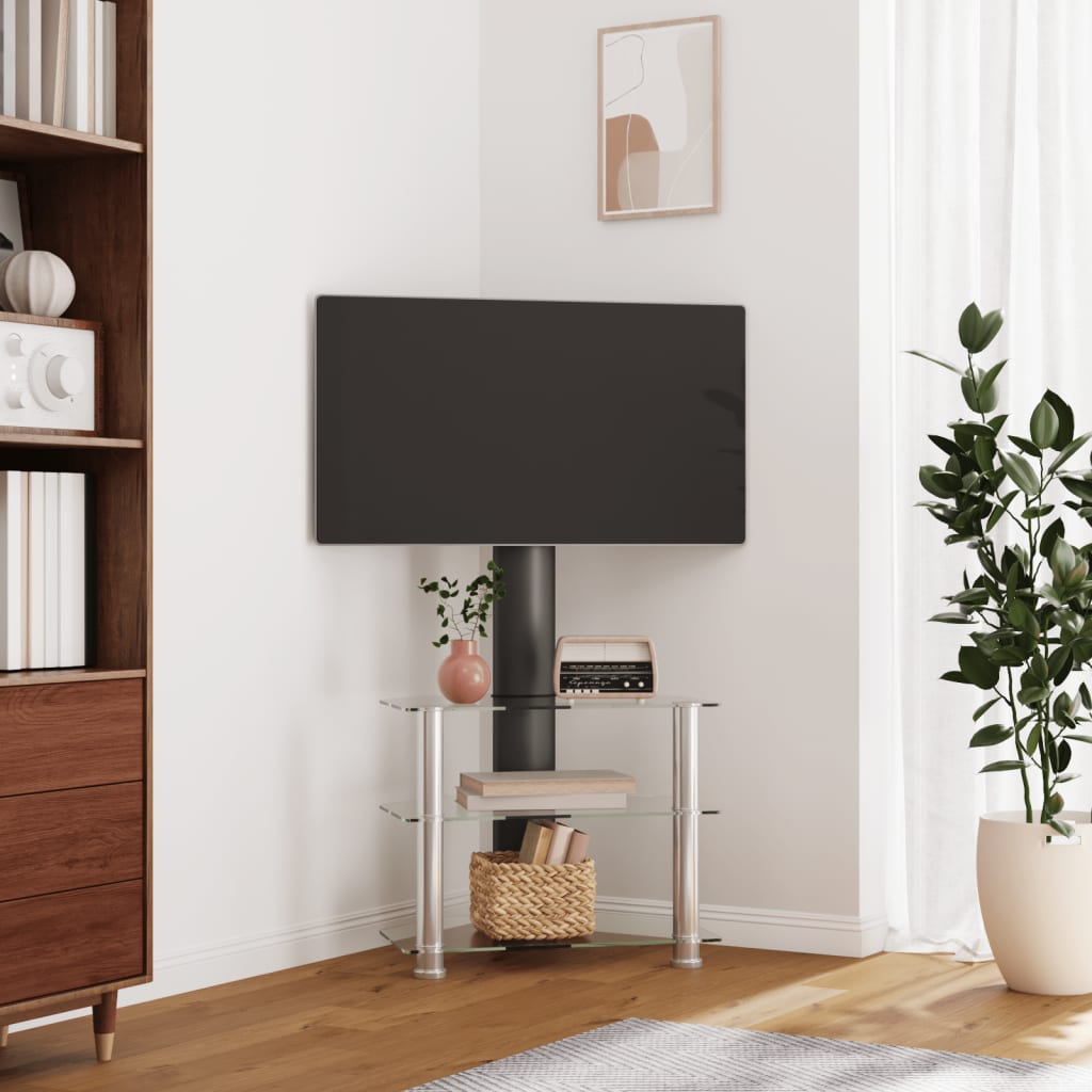 Supporto Tv Angolare 2 Livelli Per 32-70 Pollici Nero E Argento