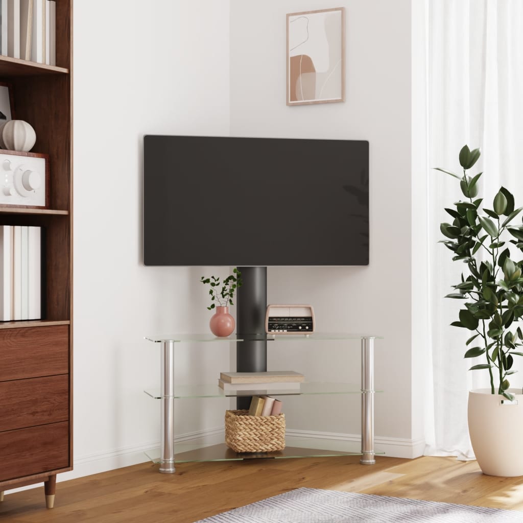 Supporto Tv Angolare 2 Livelli Per 32-70 Pollici Nero E Argento