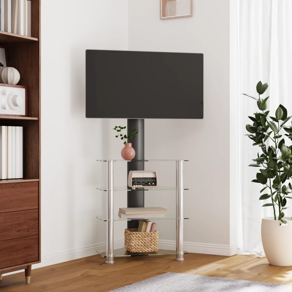 Supporto Tv Angolare 2 Livelli Per 32-70 Pollici Nero E Argento