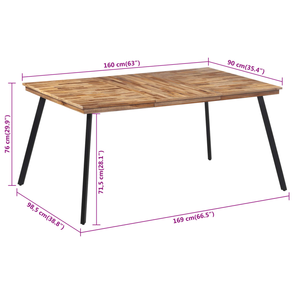 Tavolo Da Pranzo 169X98,5X76 Cm In Legno Massello Di Teak