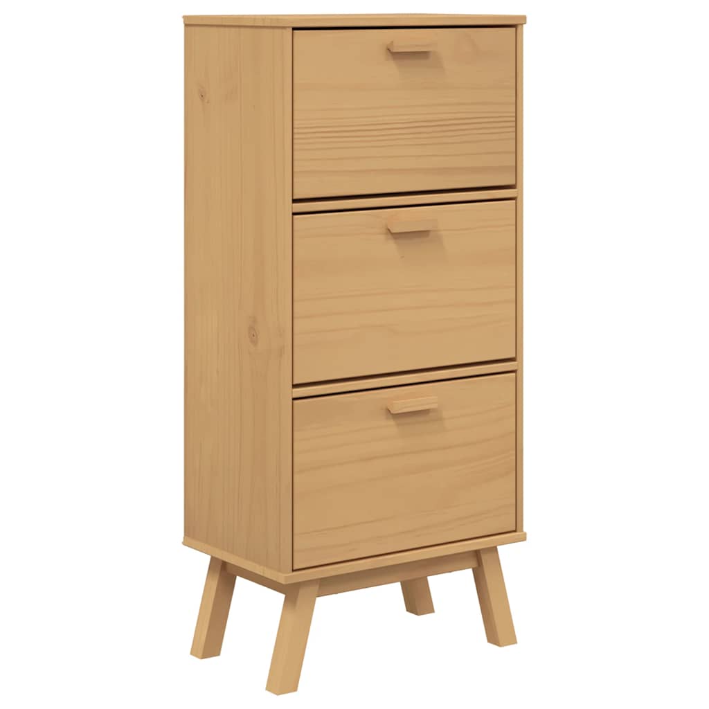 Scarpiera Olden 55X35X In Legno Massello Di Pino Marrone