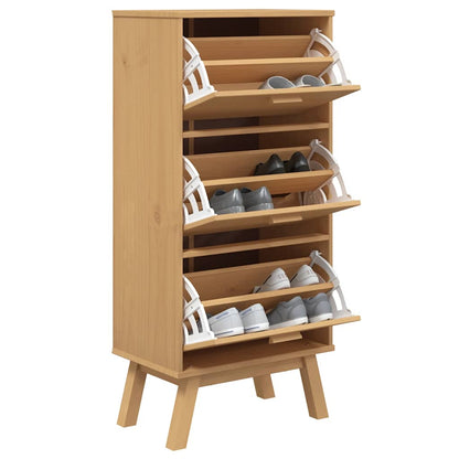 Scarpiera Olden 55X35X In Legno Massello Di Pino Marrone