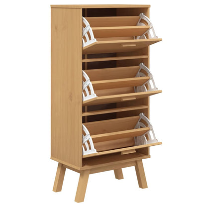 Scarpiera Olden 55X35X In Legno Massello Di Pino Marrone