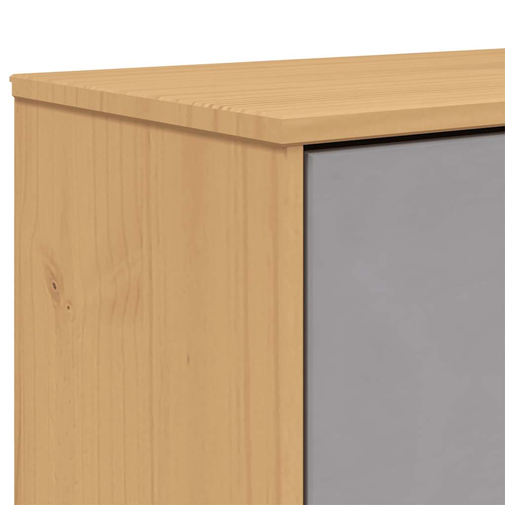 Scarpiera Olden Grigia Marrone 55X35X Legno Massello Pino Grigio E Marrone