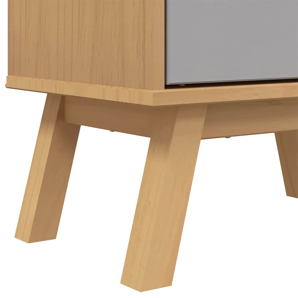 Scarpiera Olden Grigia Marrone 55X35X Legno Massello Pino Grigio E Marrone