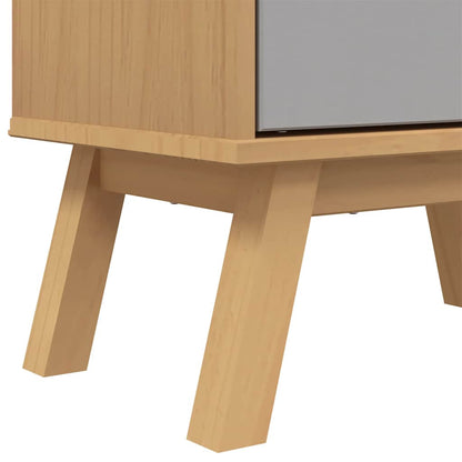 Scarpiera Olden Grigia Marrone 55X35X Legno Massello Pino Grigio E Marrone