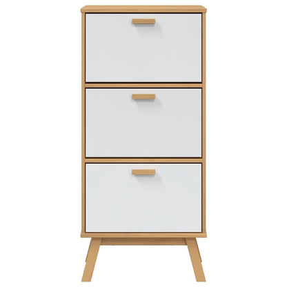 Scarpiera Olden Bianca Marrone 55X35X Legno Massello Pino Bianco E Marrone