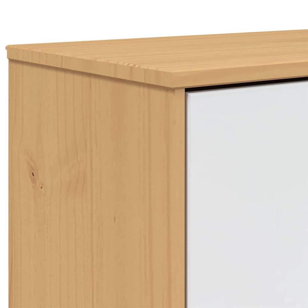 Scarpiera Olden Bianca Marrone 55X35X Legno Massello Pino Bianco E Marrone