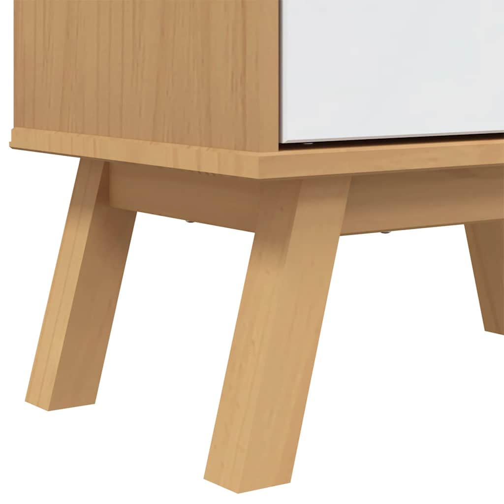 Scarpiera Olden Bianca Marrone 55X35X Legno Massello Pino Bianco E Marrone