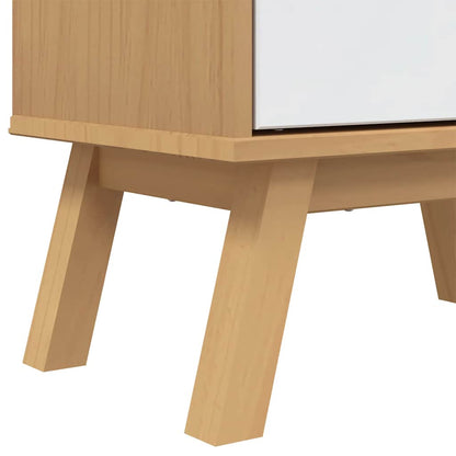 Scarpiera Olden Bianca Marrone 55X35X Legno Massello Pino Bianco E Marrone