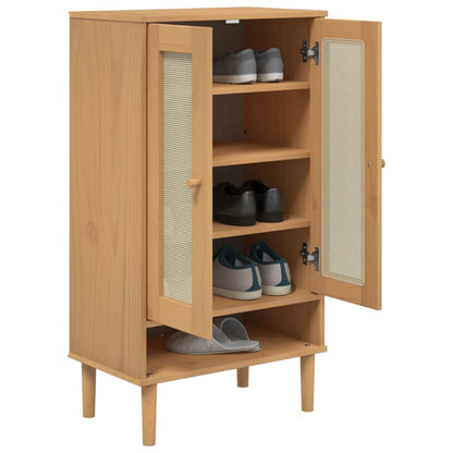 Scarpiera Senja Aspetto Rattan 59,5X35X107 Cm Massello