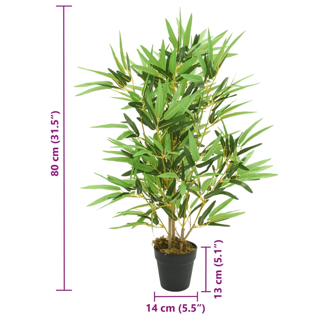 Albero Bambù Artificiale 368 Foglie 80 Cm Verde
