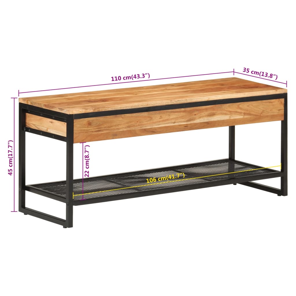 Panca Da Giardino 110X35X45 Cm Legno Massello Di Acacia E Ferro