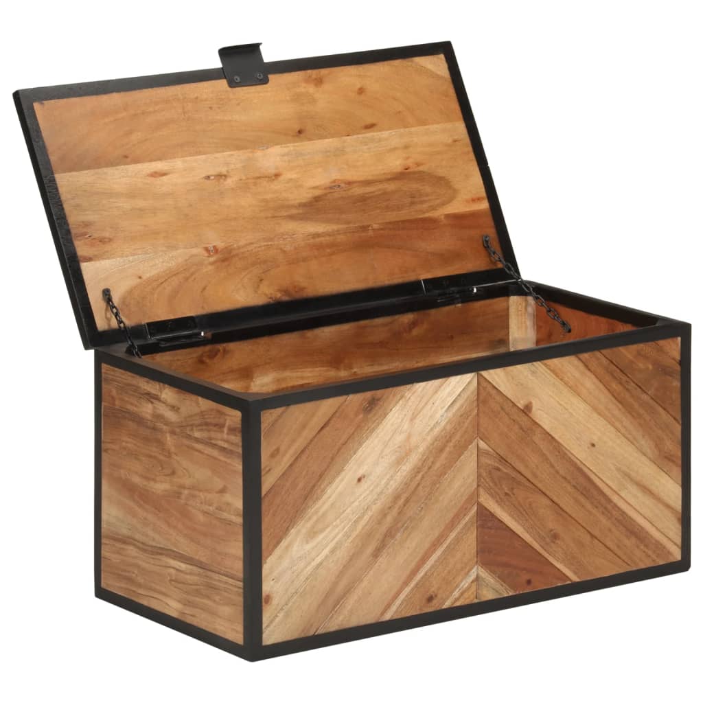 Scatola Portaoggetti 60X30X30 Cm Legno Massello Acacia E Ferro