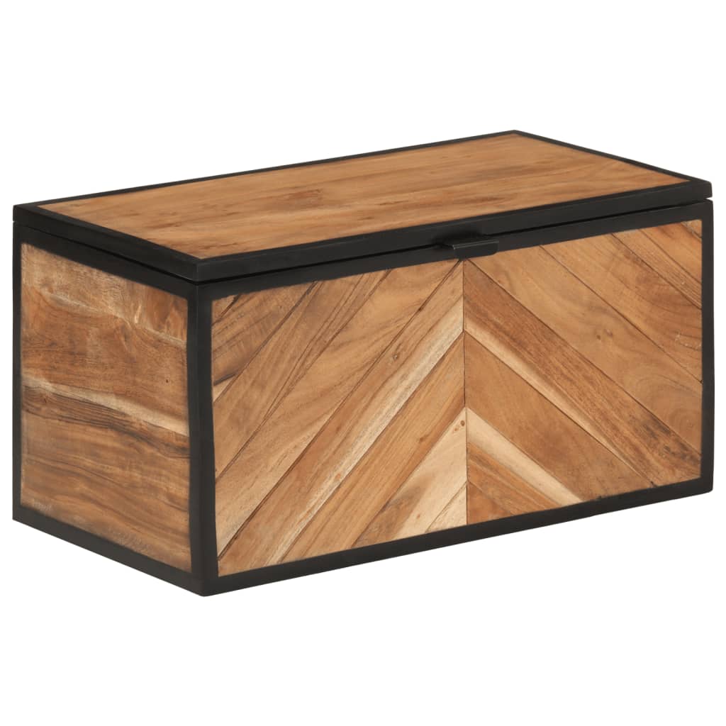Scatola Portaoggetti 60X30X30 Cm Legno Massello Acacia E Ferro
