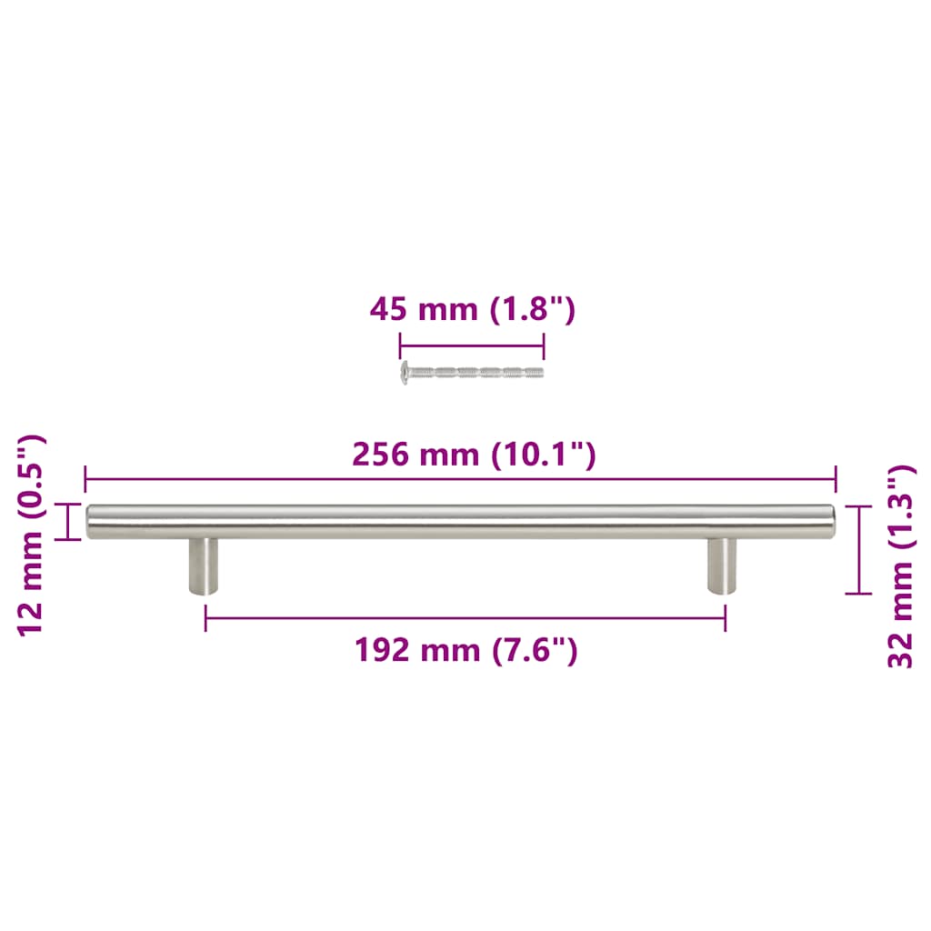 Maniglie Per Mobili 5Pz 192Mm In Acciaio Inox