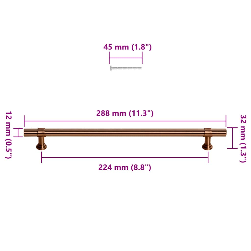 Maniglie Per Mobili 5Pz 480Mm In Acciaio Inox