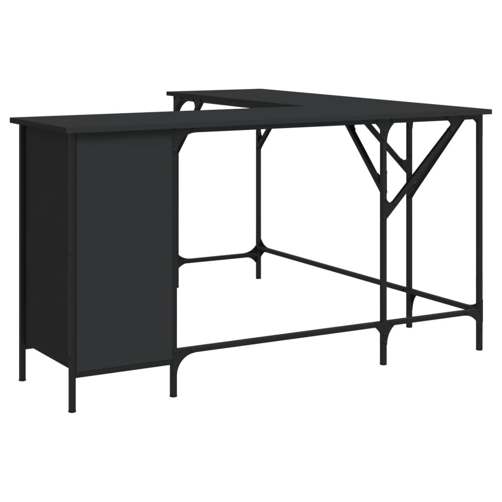 Scrivania Nera 141X141X75 Cm In Legno Multistrato