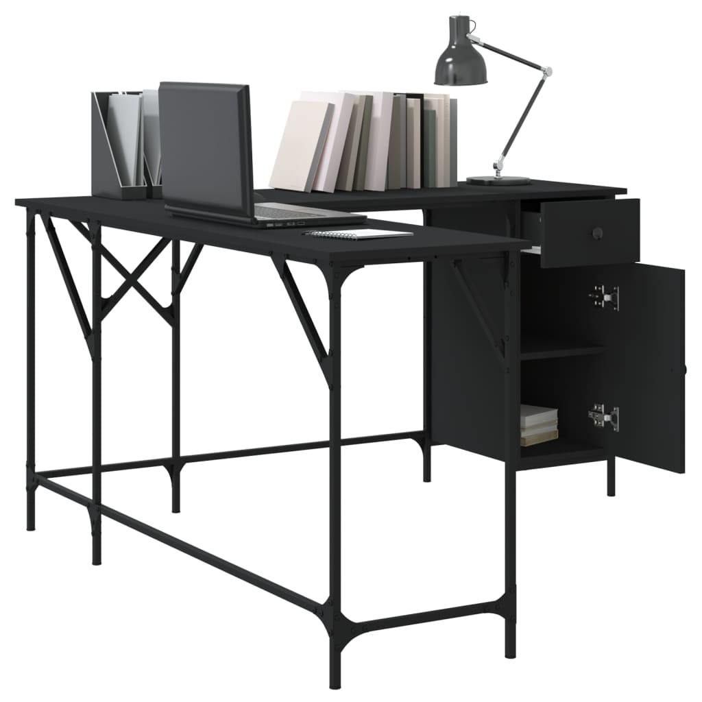 Scrivania Nera 141X141X75 Cm In Legno Multistrato
