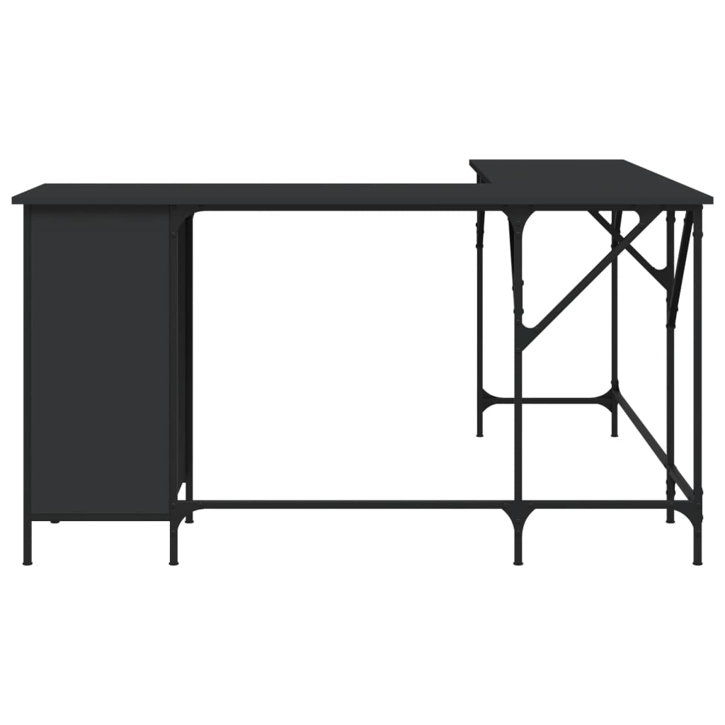 Scrivania Nera 141X141X75 Cm In Legno Multistrato