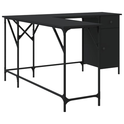 Scrivania Nera 141X141X75 Cm In Legno Multistrato