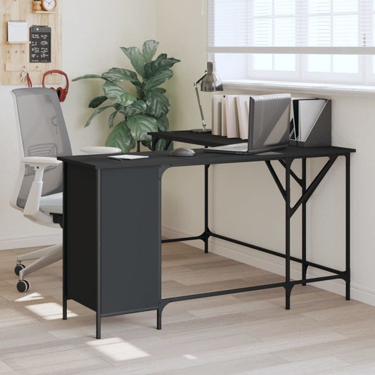 Scrivania Nera 141X141X75 Cm In Legno Multistrato