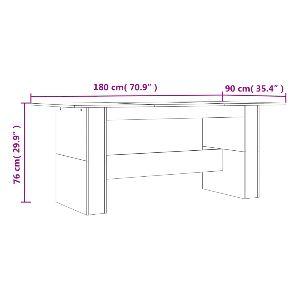 Tavolo Da Pranzo 180X90X76 Cm Legno Multistrato