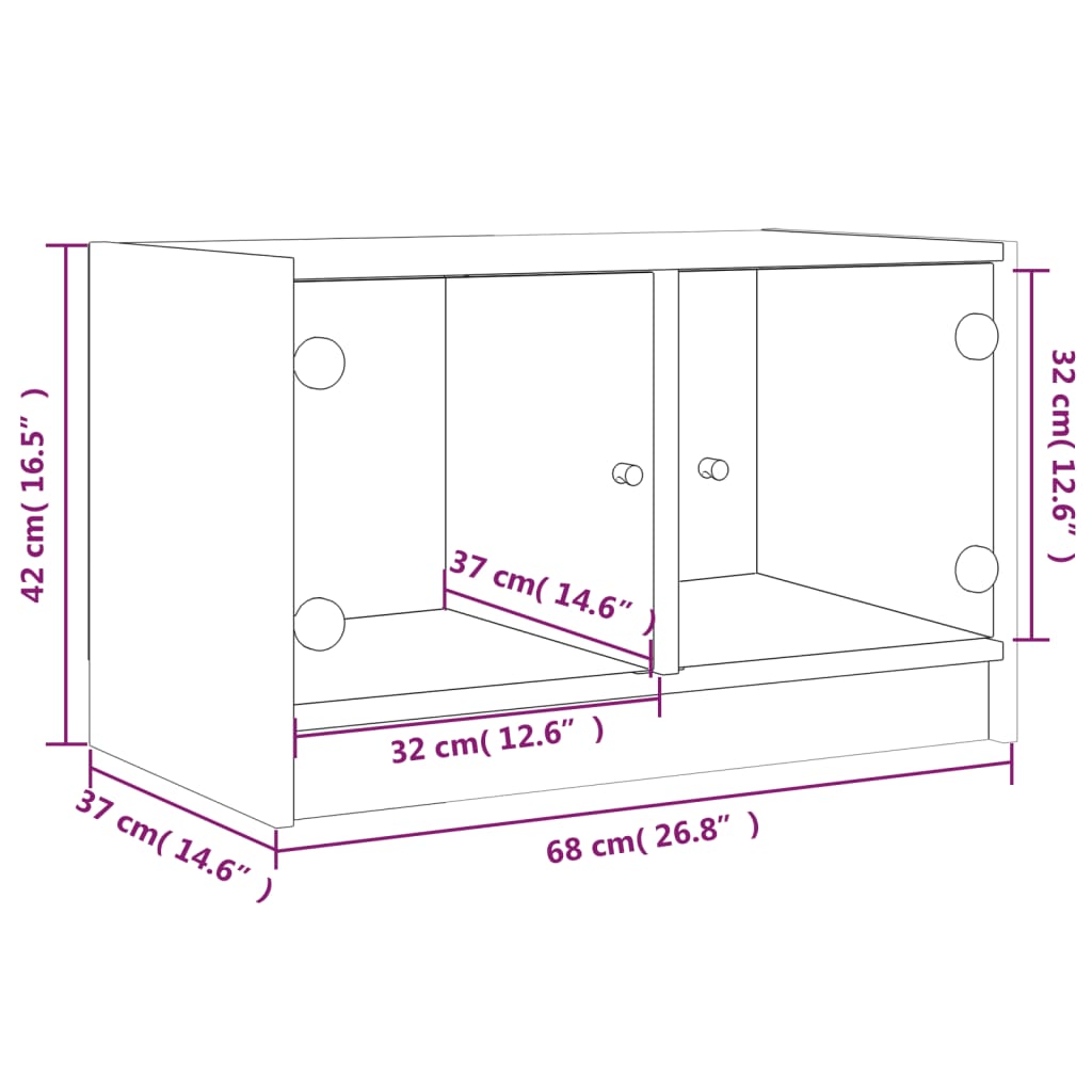 Mobile Porta Tv Con Ante In Vetro 68X37X42 Cm