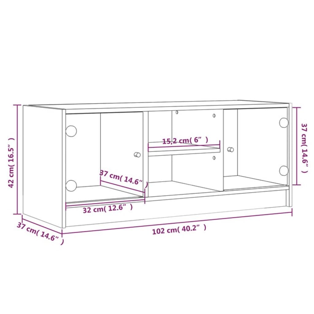 Mobile Porta Tv Con Ante In Vetro 102X37X42 Cm