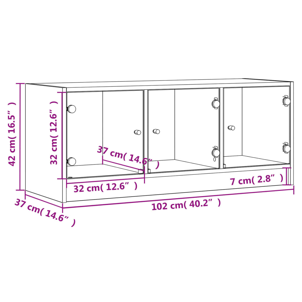 Mobile Porta Tv Con Ante In Vetro 102X37X42 Cm