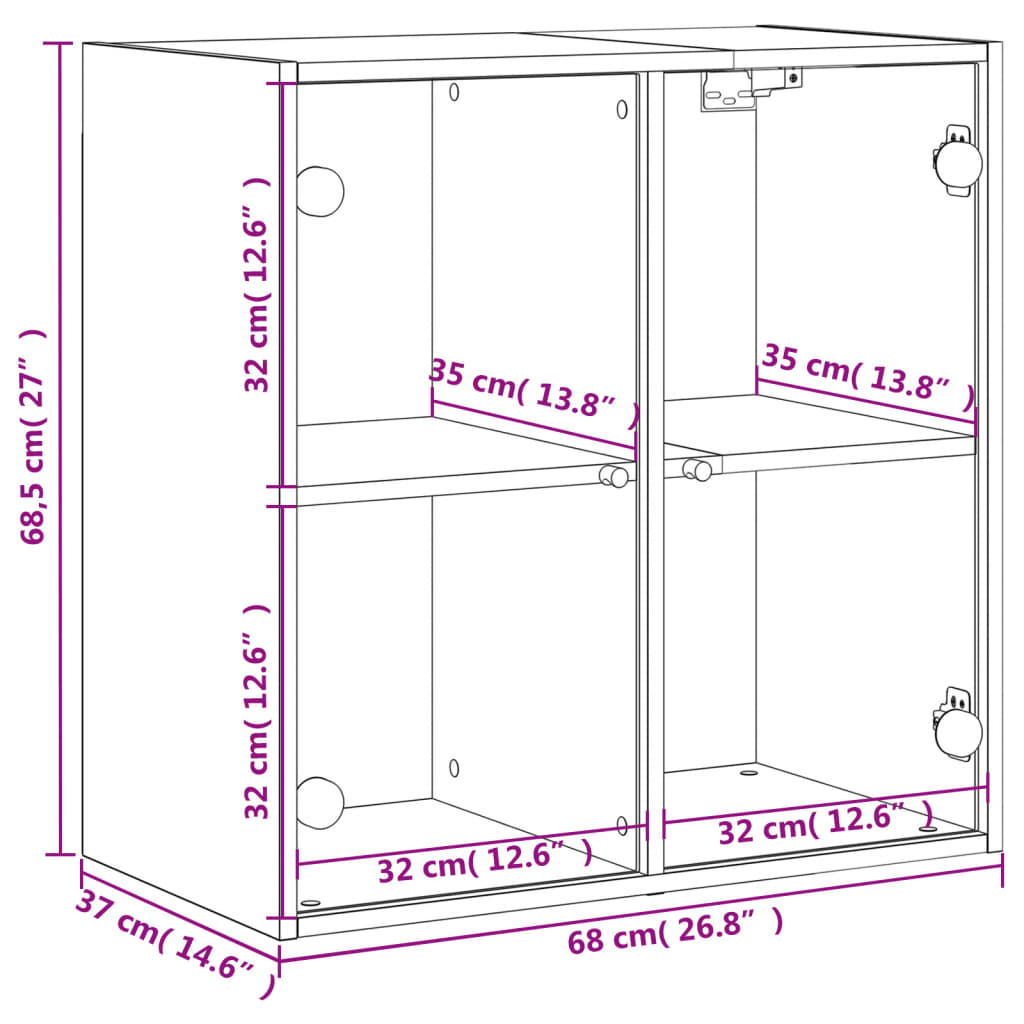 Mobile A Muro Con Ante In Vetro 68X37X68,5 Cm