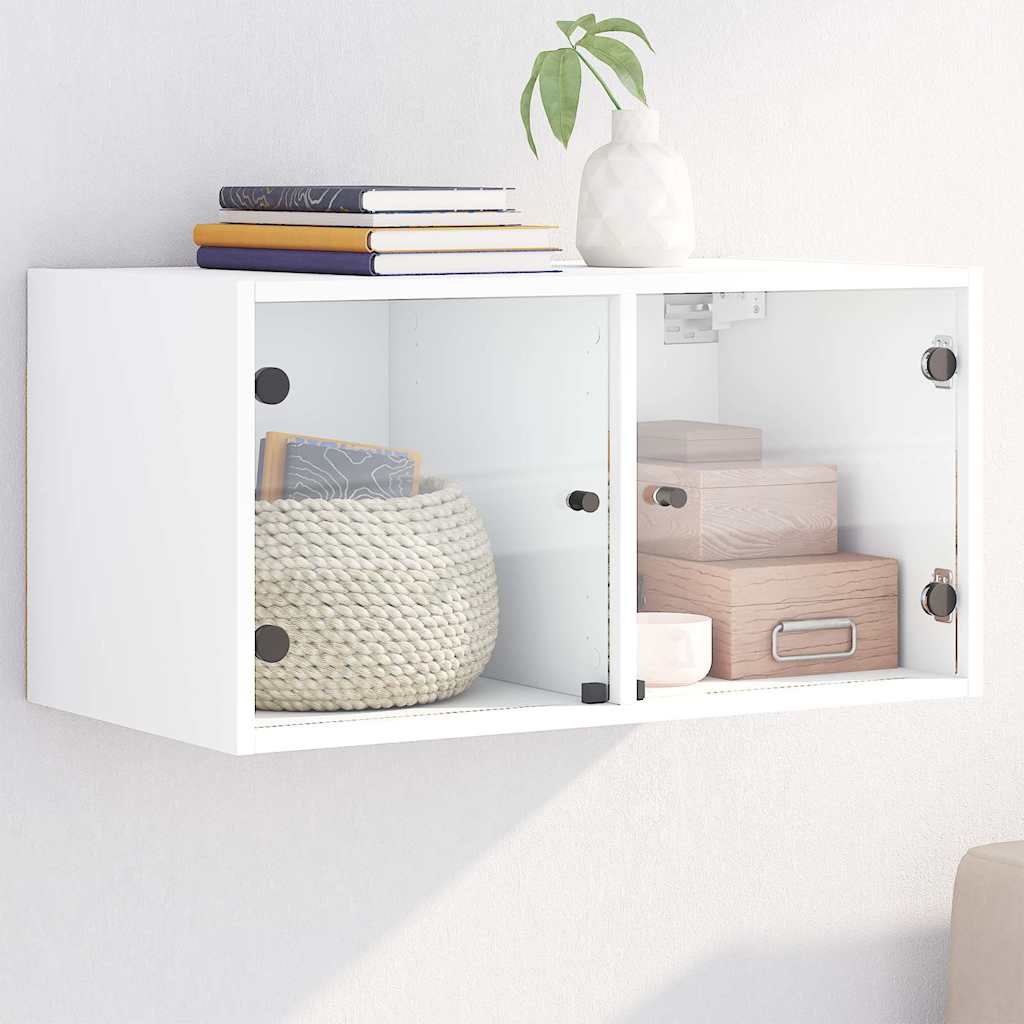 Mobili A Muro Con Ante In Vetro 2Pz 68,5X37X35 Cm