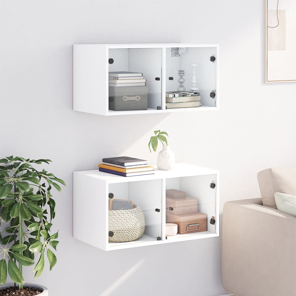 Mobili A Muro Con Ante In Vetro 2Pz 68,5X37X35 Cm