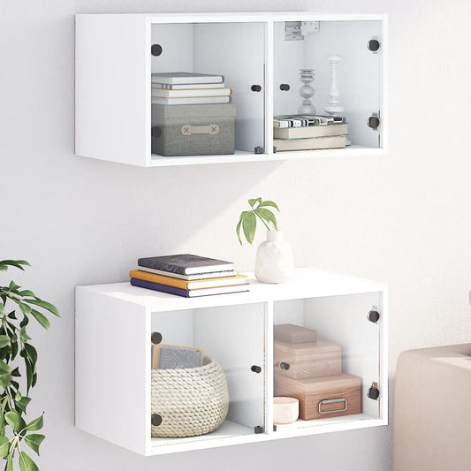 Mobili A Muro Con Ante In Vetro 2Pz 68,5X37X35 Cm