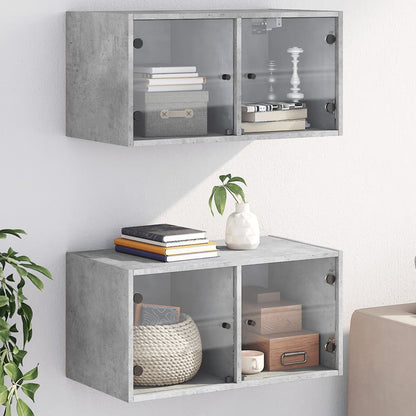 Mobili A Muro Con Ante In Vetro 2Pz 68,5X37X35 Cm