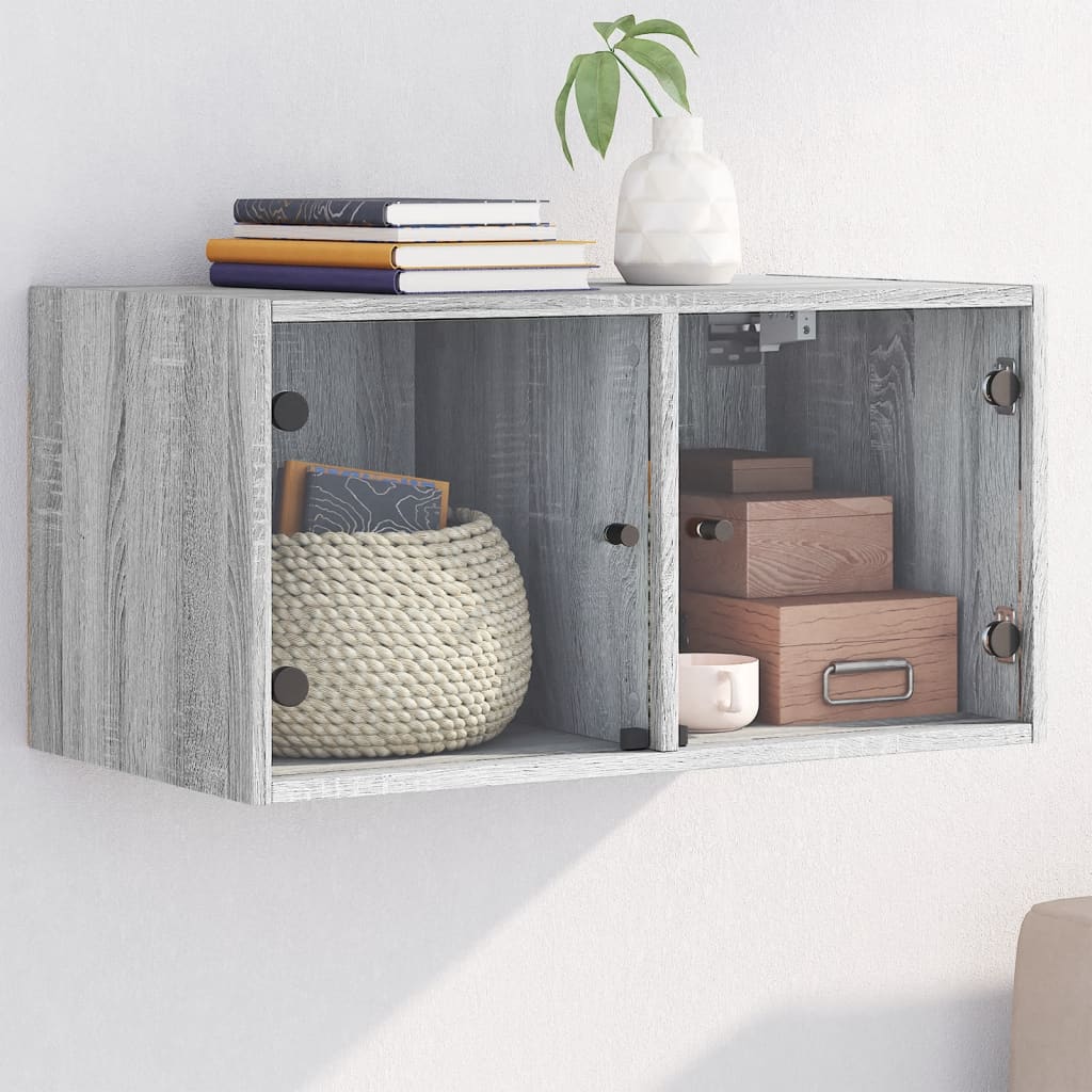 Mobili A Muro Con Ante In Vetro 2Pz 68,5X37X35 Cm