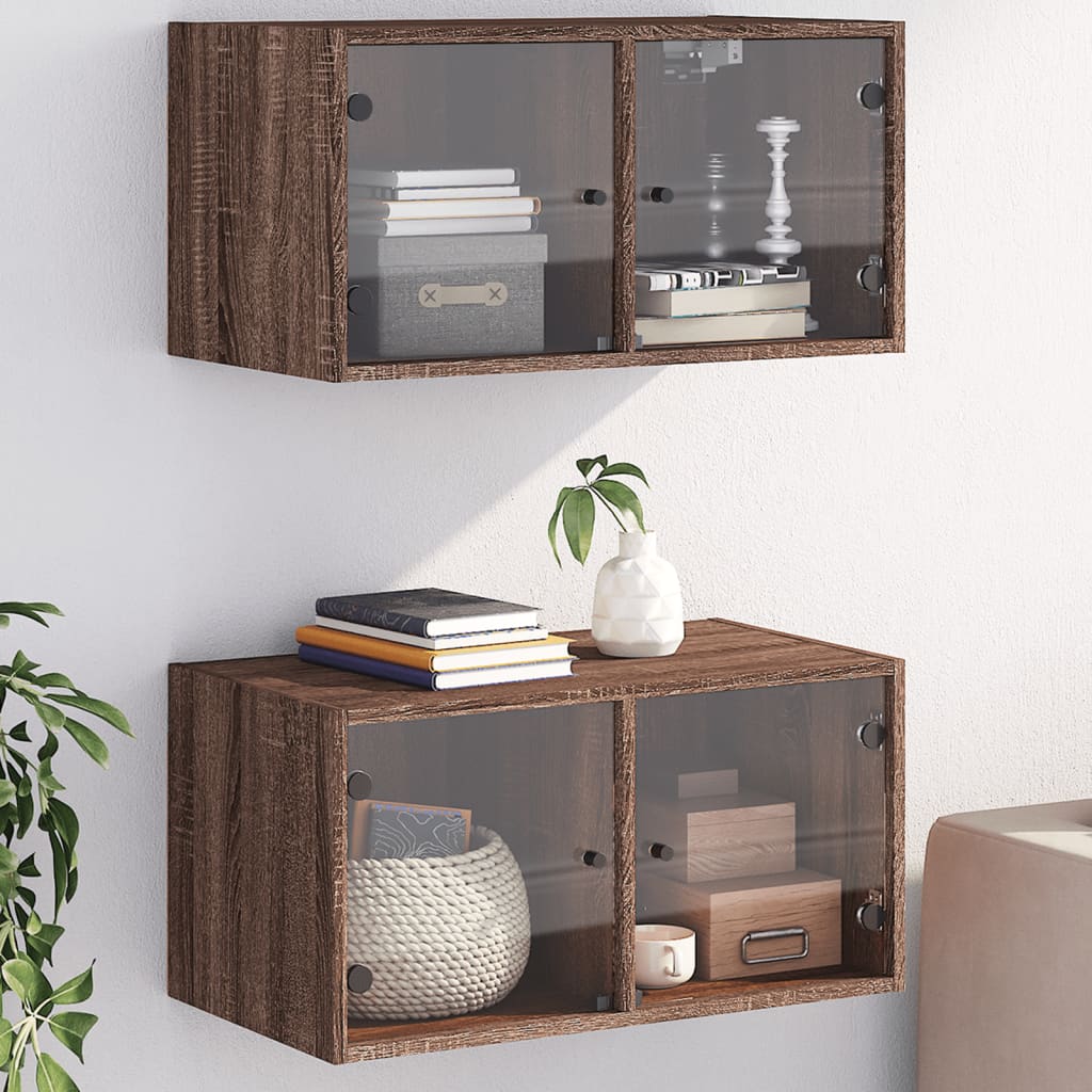 Mobili A Muro Con Ante In Vetro 2Pz 68,5X37X35 Cm