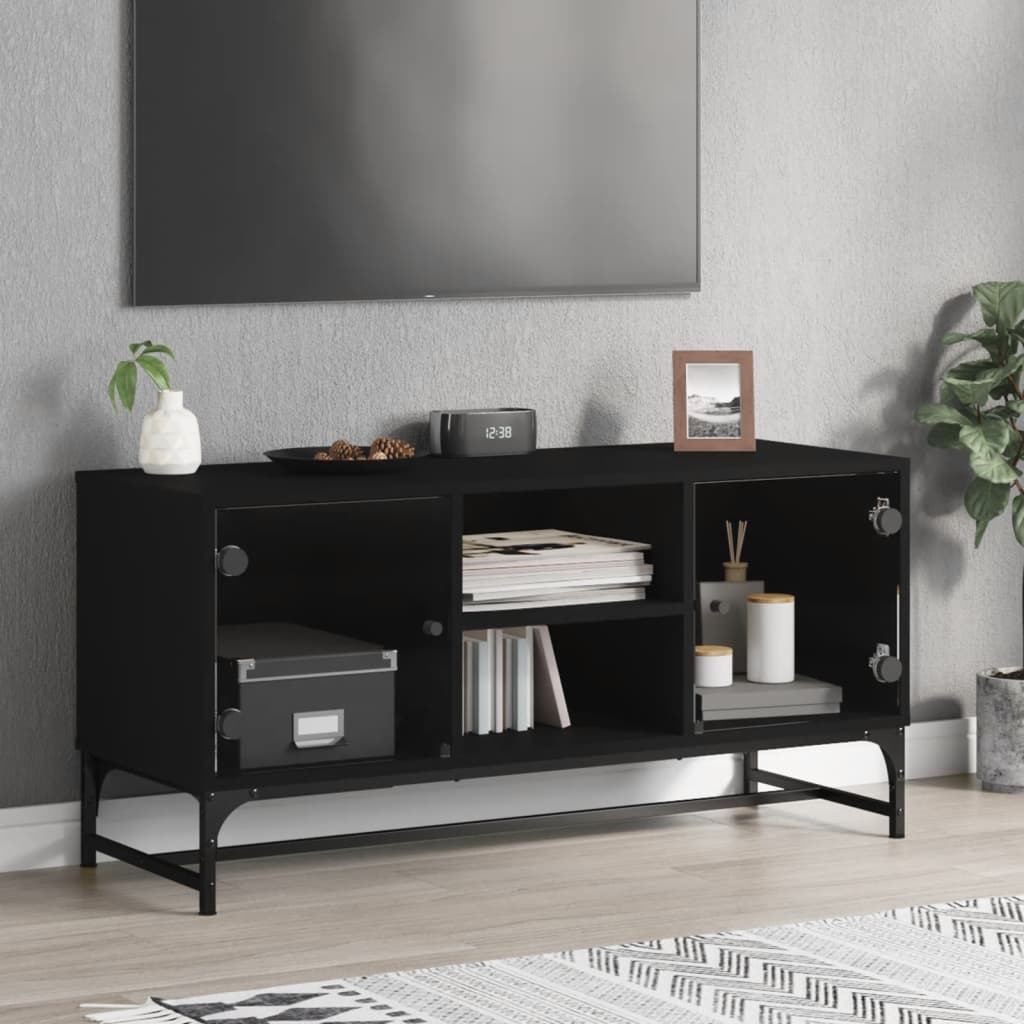Mobile Porta Tv Con Ante In Vetro 102X37X50 Cm