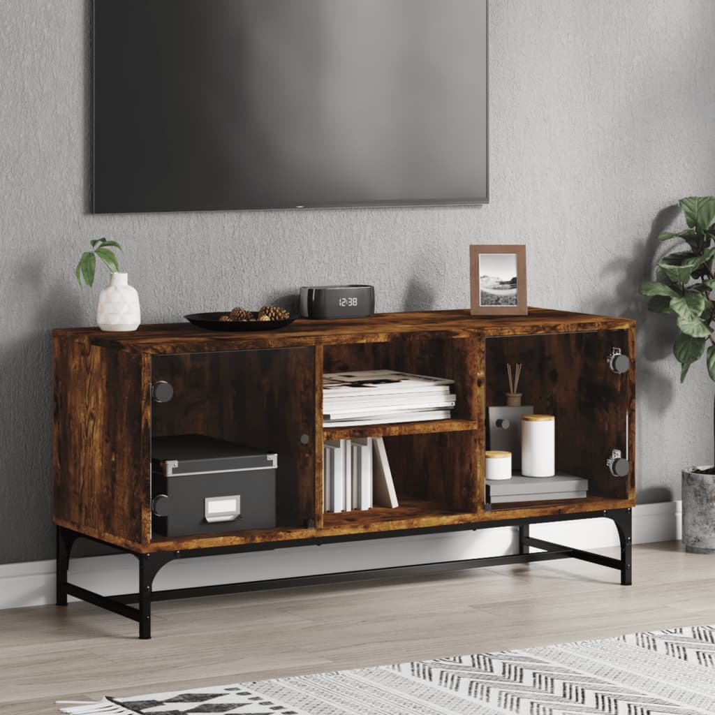 Mobile Porta Tv Con Ante In Vetro 102X37X50 Cm