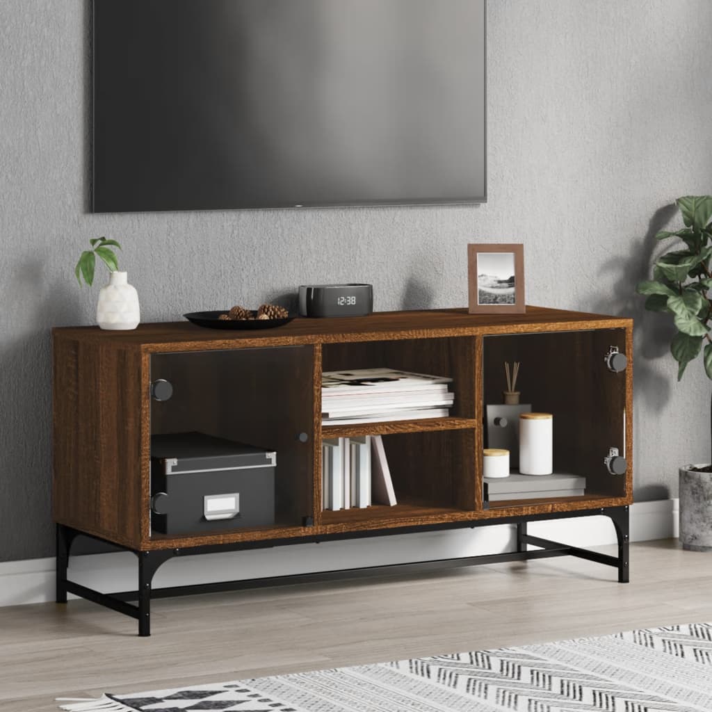 Mobile Porta Tv Con Ante In Vetro 102X37X50 Cm