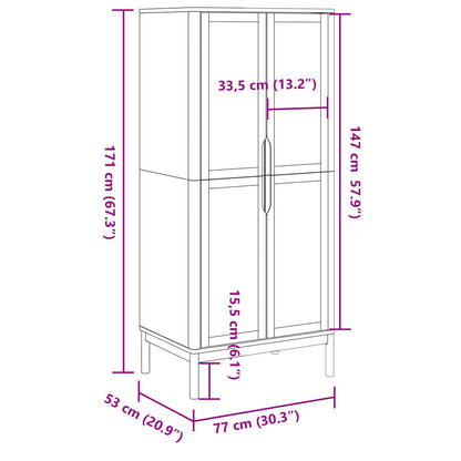 Armadio Floro 77X53X171 Cm In Legno Massello Di Pino