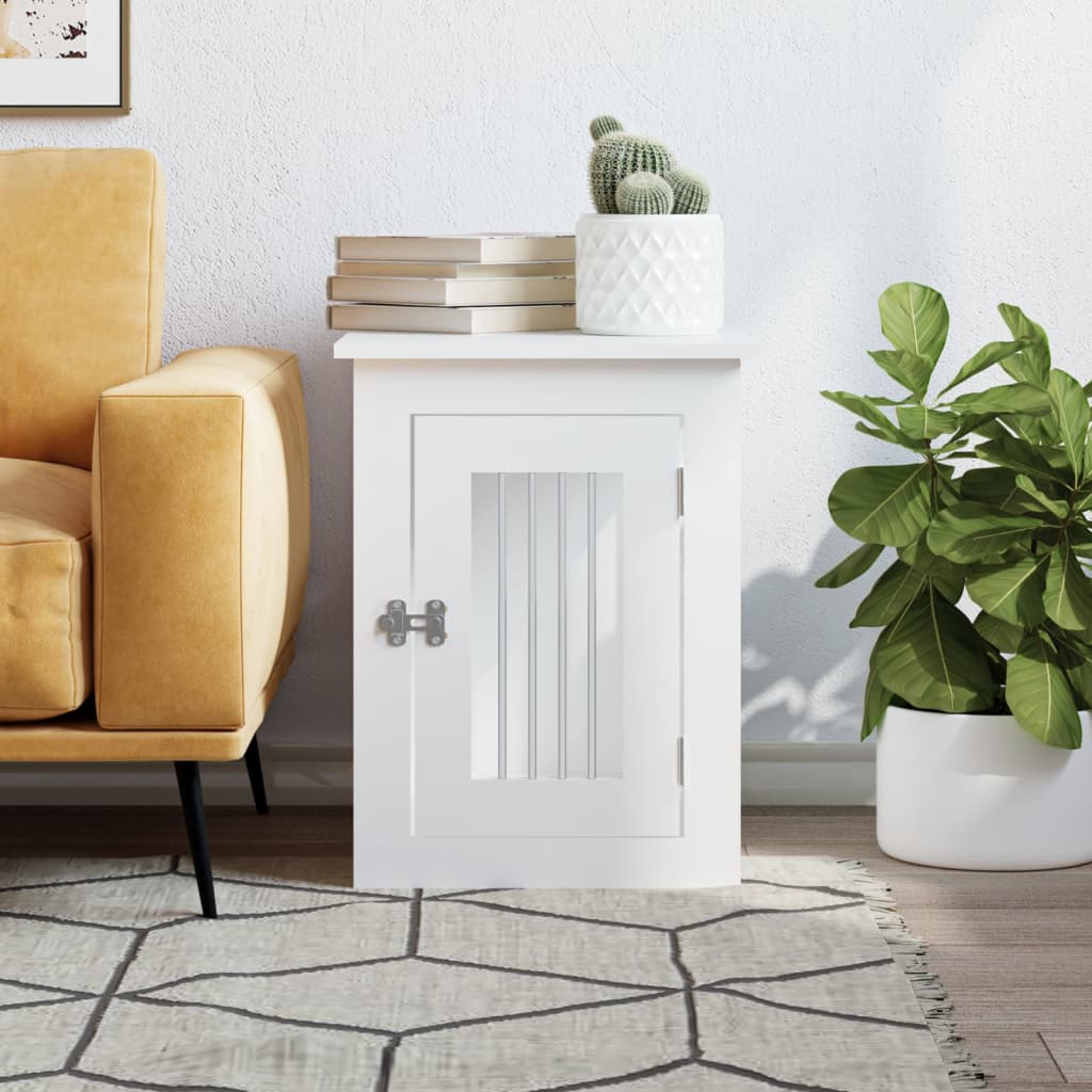 Gabbia Cani Da Arredamento Bianca 45X62X59Cm Legno Multistrato